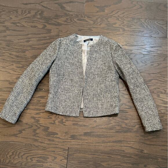 Brooks Brothers Woven in Italy Silver/Black/Grey Wool Tweed Blazer Size 4 - Picture 6 of 12